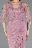Abendkleid Lang Perlenbesetzt Puder ABU5798