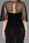 Abendkleid Lang Perlenbesetzt Schwarz ABU5798