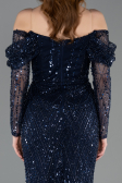 Standesamtkleid Lang Perlenbesetzt Marineblau ABU5825