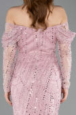 Standesamtkleid Lang Perlenbesetzt Puder ABU5825