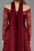 Weinrot Standesamtkleid Lang ABU5662