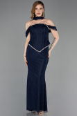 Abendkleid Lang Spitze Marineblau ABU5839