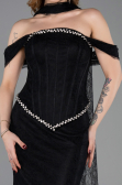 Abendkleid Lang Spitze Schwarz ABU5839