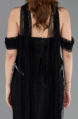 Abendkleid Lang Spitze Schwarz ABU5839
