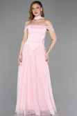 Abendkleid Lang Spitze Puder ABU5799