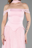 Abendkleid Lang Spitze Puder ABU5799