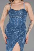 Indigo Abendbekleidung Schuppig Lang ABU3246