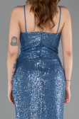 Indigo Abendbekleidung Schuppig Lang ABU3246