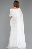 Standesamtkleid Lang Perlenbesetzt Weiß ABU5816