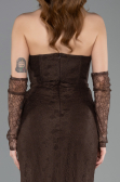 Abendkleid Lang Spitze Braun ABU5817