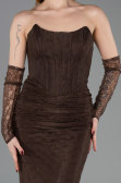 Abendkleid Lang Spitze Braun ABU5817