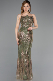 Abendkleid Lang Schuppig Khaki ABU5828