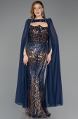 Abendkleid Lang Schuppig Marineblau ABU5828