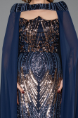 Abendkleid Lang Schuppig Marineblau ABU5828
