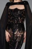 Abendkleid Lang Schuppig Schwarz ABU5828