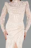 Abendkleid Lang Spitze Beige ABU5771