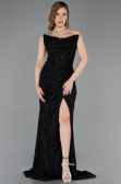Abendkleid Lang Spitze Schwarz ABU5771