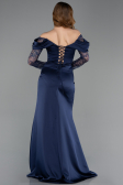 Abendkleid Lang Satin Marineblau ABU5829