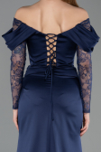 Abendkleid Lang Satin Marineblau ABU5829