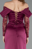 Abendkleid Lang Satin Pflaume ABU5829