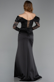 Abendkleid Lang Satin Schwarz ABU5829