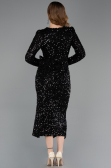 Partykleid Midi Schuppig Schwarz ABK2543