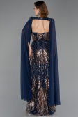 Abendkleid Lang Schuppig Marineblau ABU5828
