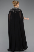 Abendkleid in Übergröße Lang Chiffon Schwarz ABU5845