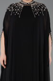 Abendkleid in Übergröße Lang Chiffon Schwarz ABU5845
