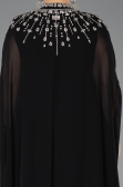Abendkleid in Übergröße Lang Chiffon Schwarz ABU5845