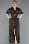 Abendkleid in Übergröße Lang Schuppig Anthrazit ABU5846