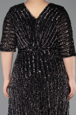 Abendkleid in Übergröße Lang Schuppig Schwarz ABU5846