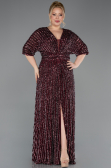 Abendkleid in Übergröße Lang Schuppig Weinrot ABU5846