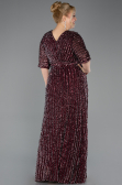 Abendkleid in Übergröße Lang Schuppig Weinrot ABU5846