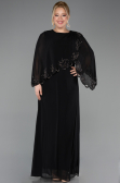 Abendkleid in Übergröße Lang Chiffon Schwarz ABU5852