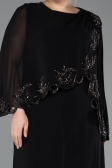 Abendkleid in Übergröße Lang Chiffon Schwarz ABU5852