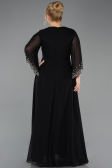 Abendgarderobe in Großen Größen Lang Chiffon Schwarz ABU5853