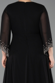 Abendgarderobe in Großen Größen Lang Chiffon Schwarz ABU5853