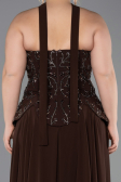 Abendgarderobe in Großen Größen Lang Chiffon Braun ABU5855