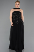 Abendgarderobe in Großen Größen Lang Chiffon Schwarz ABU5855