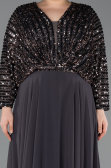Kleider in Großen Größen Lang Chiffon Anthrazit ABU5859