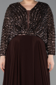 Kleider in Großen Größen Lang Chiffon Braun ABU5859
