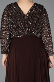 Kleider in Großen Größen Lang Chiffon Braun ABU5859