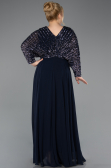 Kleider in Großen Größen Lang Chiffon Marineblau ABU5859