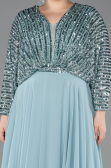 Kleider in Großen Größen Lang Chiffon Minzgrün ABU5859