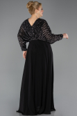 Kleider in Großen Größen Lang Chiffon Schwarz ABU5859