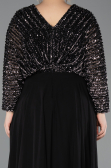 Kleider in Großen Größen Lang Chiffon Schwarz ABU5859