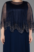 Kleider in Großen Größen Lang Chiffon Marineblau ABU5863