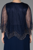 Kleider in Großen Größen Lang Chiffon Marineblau ABU5863