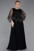 Kleider in Großen Größen Lang Chiffon Schwarz ABU5863